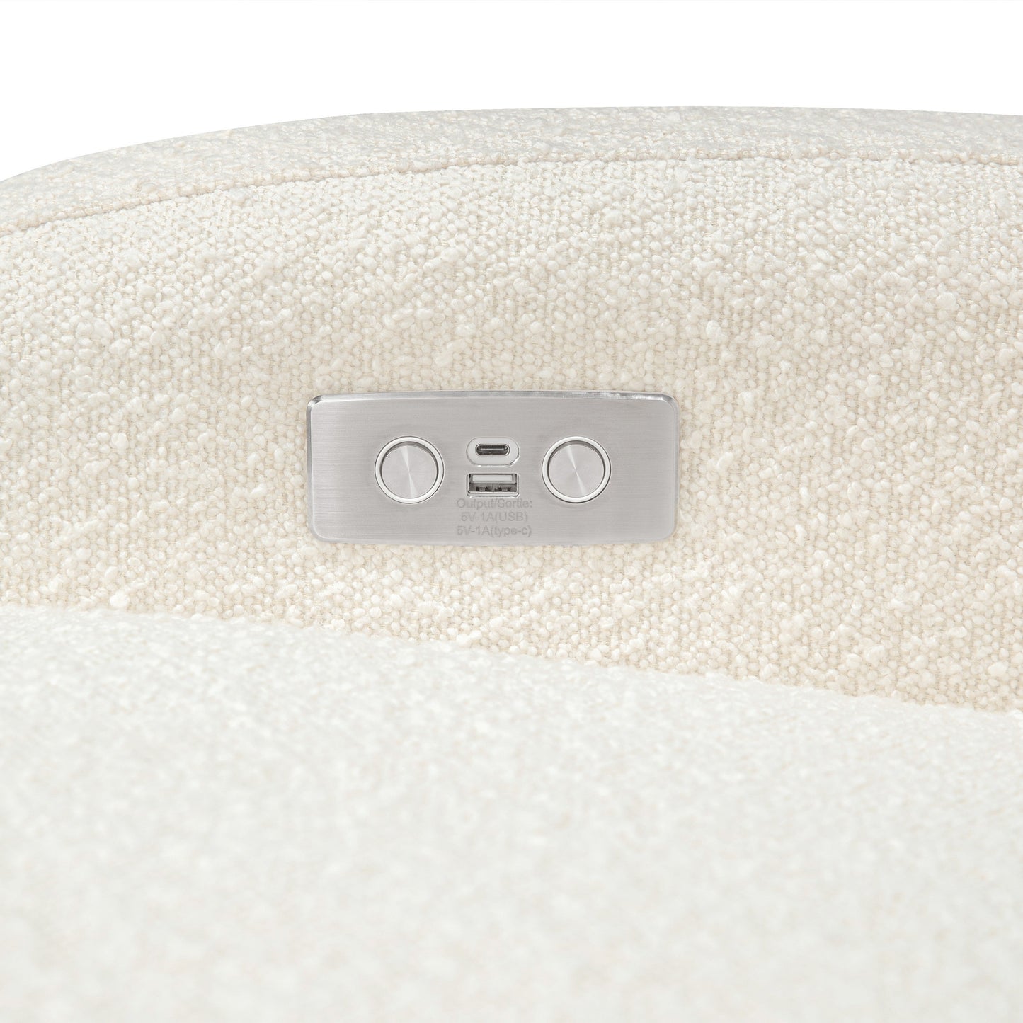 M23188WBLB,Nami Glider Recliner w/ Electronic Control and USB in Ivory Boucle w/Light Wood Base