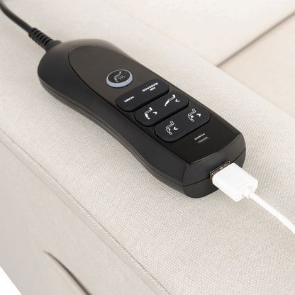 M17183PCMEW,Willa Deluxe Power Glider Recliner w/Heat&Massage in Performance Cream Eco-Weave