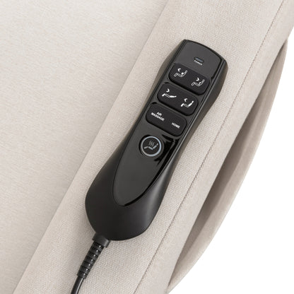M11283PCMEW,Kiwi Deluxe Power Glider Recliner w/Heat&Massage in Performance Cream Eco-Weave