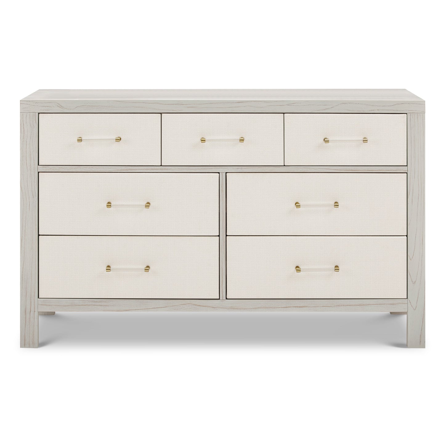 M24816WDFPEW,Eloise 7-Drawer Assembled Dresser in White Driftwood and Performance Pearl Eco-Weave