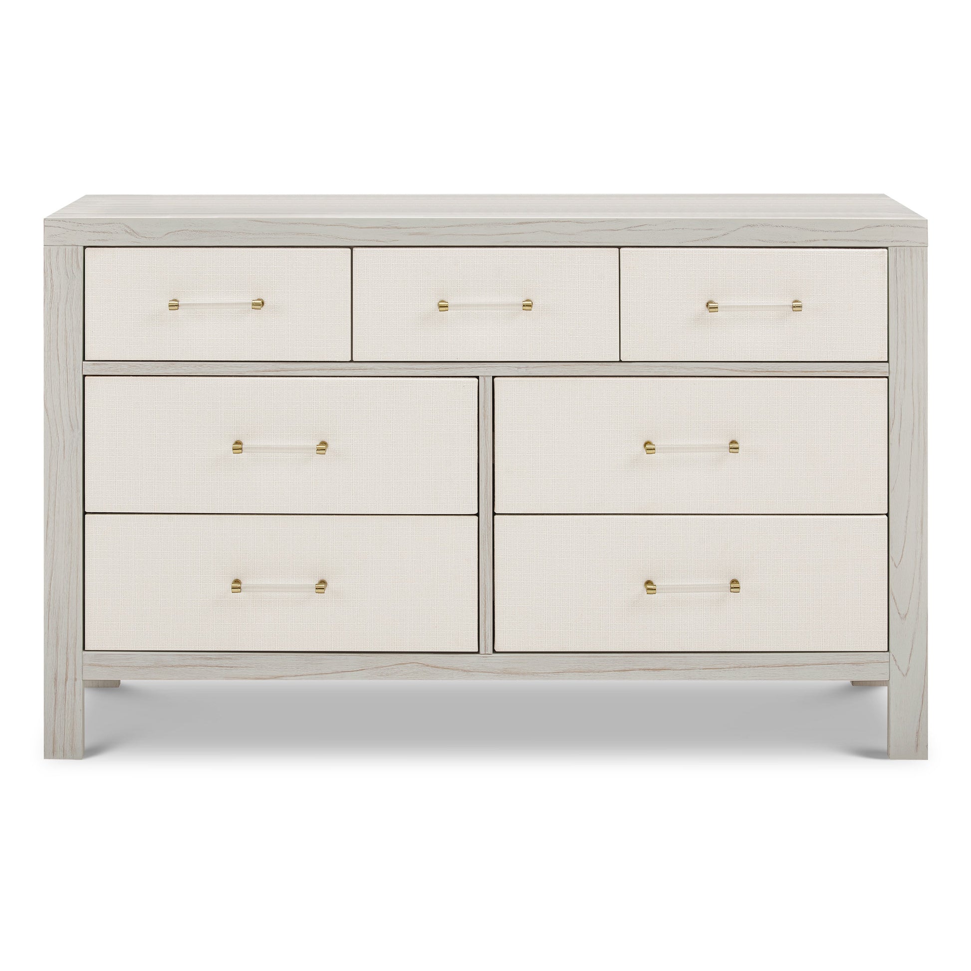 M24816WDFPEW,Eloise 7-Drawer Assembled Dresser in White Driftwood and Performance Pearl Eco-Weave