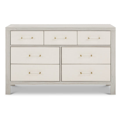 M24816WDFPEW,Eloise 7-Drawer Assembled Dresser in White Driftwood and Performance Pearl Eco-Weave