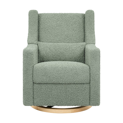 M11288STLB,Kiwi Glider Recliner w/ Electronic Control and USB in Sage Teddy Loop w/ Light Wood Base