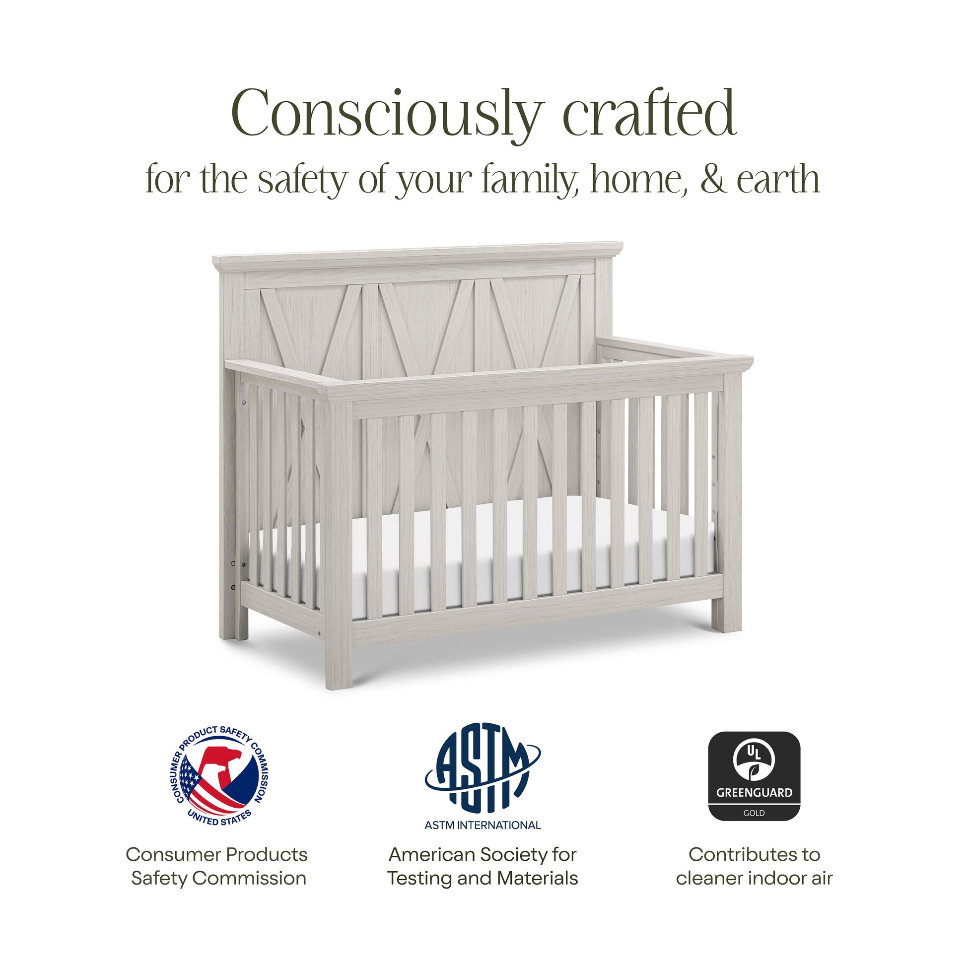 B14501WDF,Emory Farmhouse 4-in-1 Convertible Crib in White Driftwood