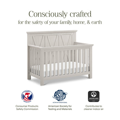 B14501WDF,Emory Farmhouse 4-in-1 Convertible Crib in White Driftwood