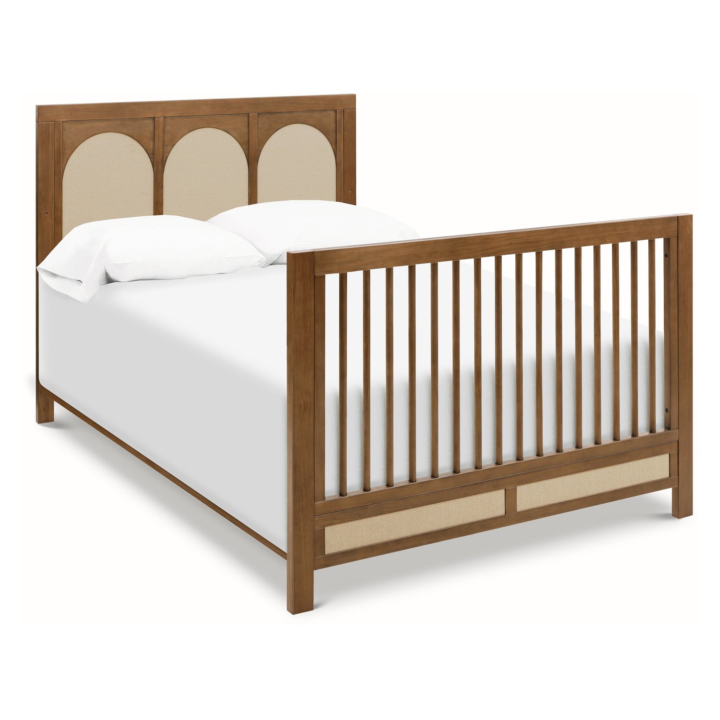 M24801NLPSEW,Eloise 4-in-1 Convertible Crib in Natural Walnut & Performance Sand Eco-Weave