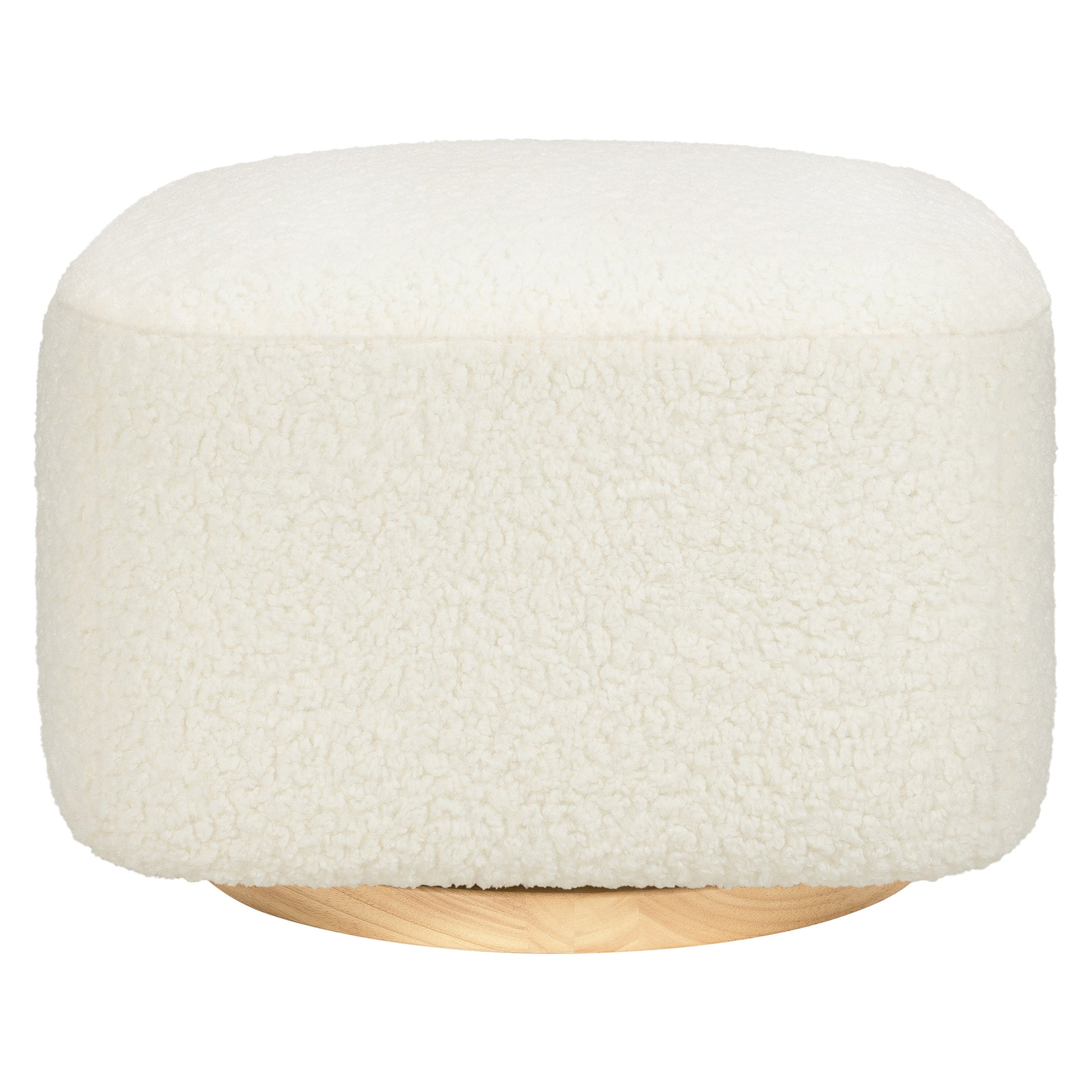 M26385CMSGLB,Kiwi Gliding Ottoman in Cream Shearling with Light Wood Base