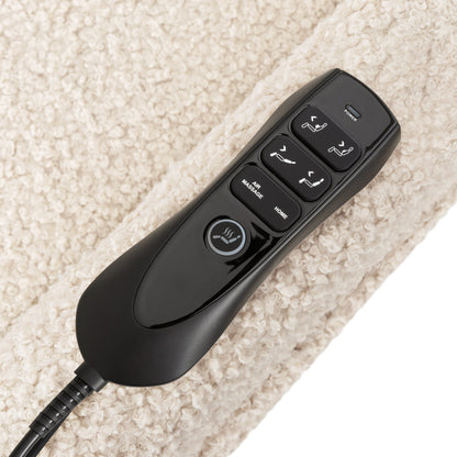 M11283AT,Kiwi Deluxe Power Glider Recliner w/Heat&Massage in Almond Teddy Loop