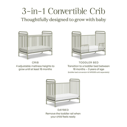 M15501HS,Abigail 3-in-1 Convertible Crib in Heirloom Sage