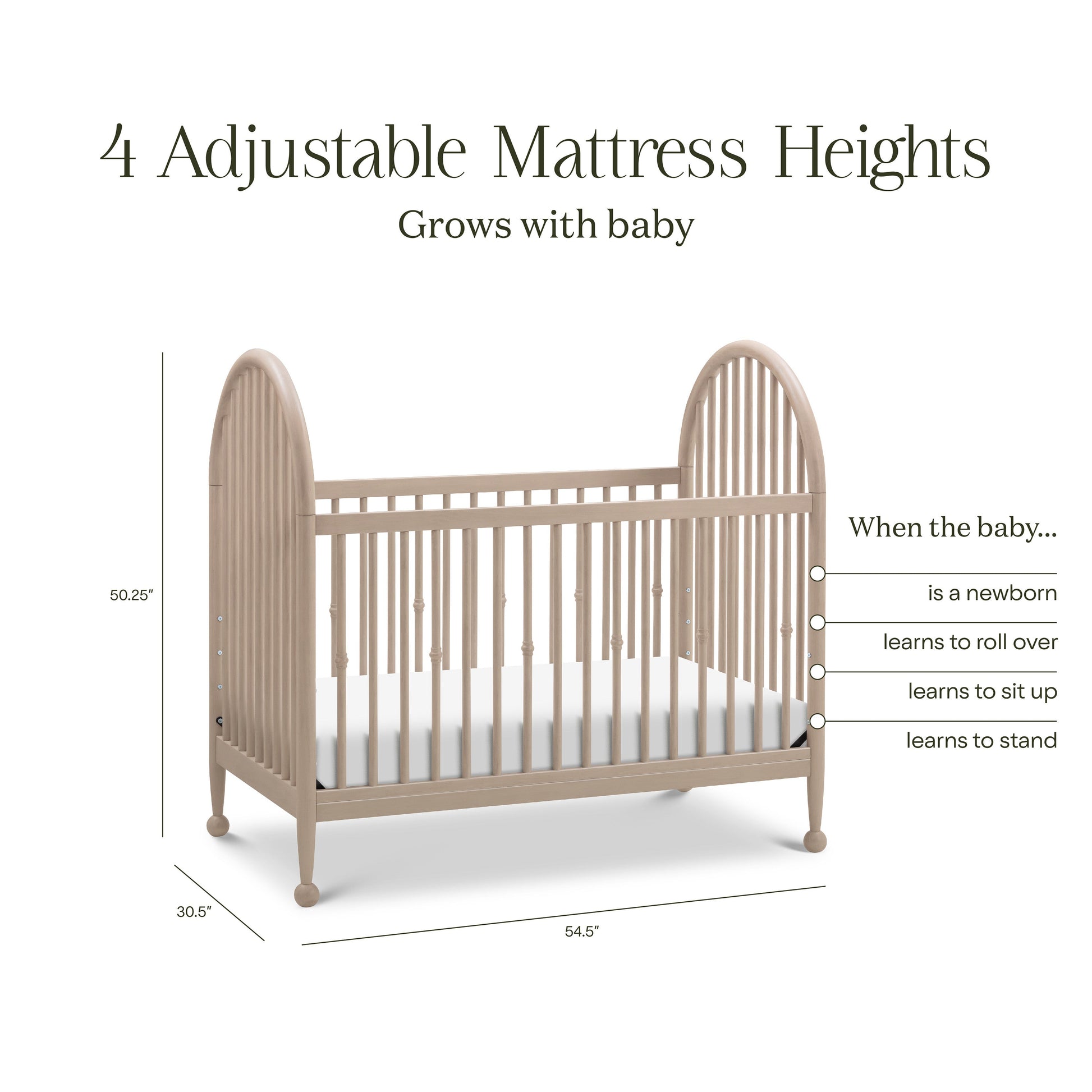 M31401WP,Alouette 3-in-1 Convertible Spindle Crib in Washed Pine