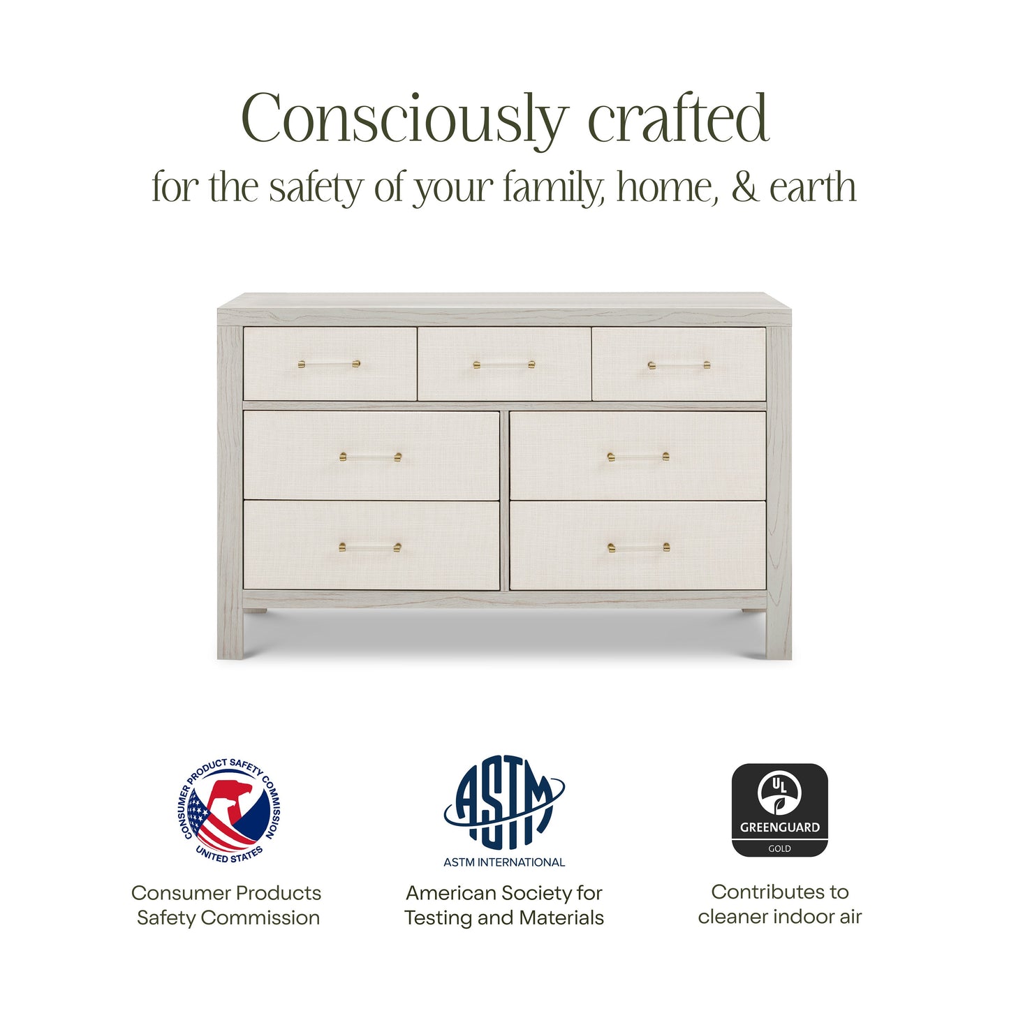 M24816WDFPEW,Eloise 7-Drawer Assembled Dresser in White Driftwood and Performance Pearl Eco-Weave