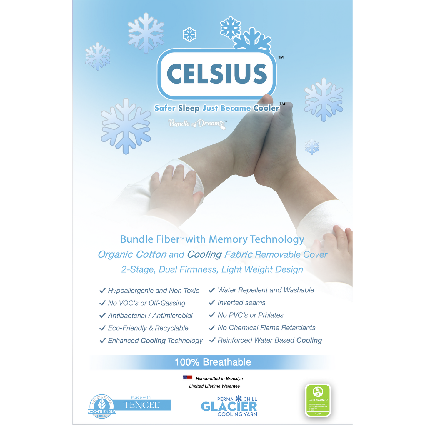 2-Stage Cooling Breathable Organic Crib Mattress