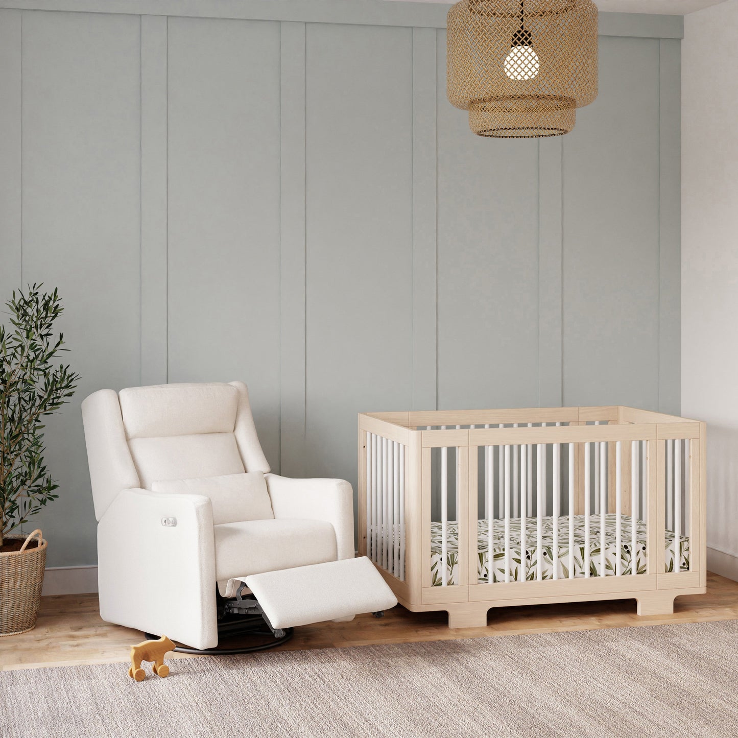 M11286PCMEW,Kiwi Plus Power Glider Recliner w/ Power Headrest in Performance Cream Eco-Weave