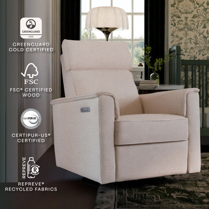 M17182PBEW,Willa Pro Power Glider Recliner w/ Power Lumbar in Performance Beach Eco-Weave