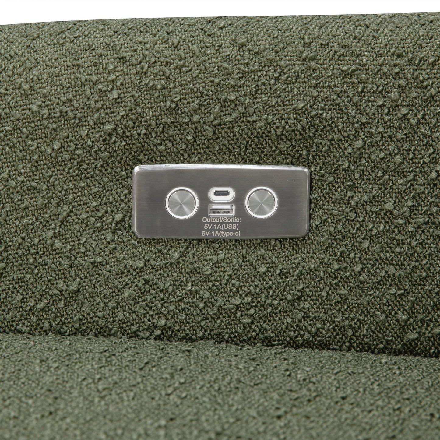 M11288OBLB,Kiwi Glider Recliner w/ Electronic Control and USB in Olive Boucle w/Light Wood Base