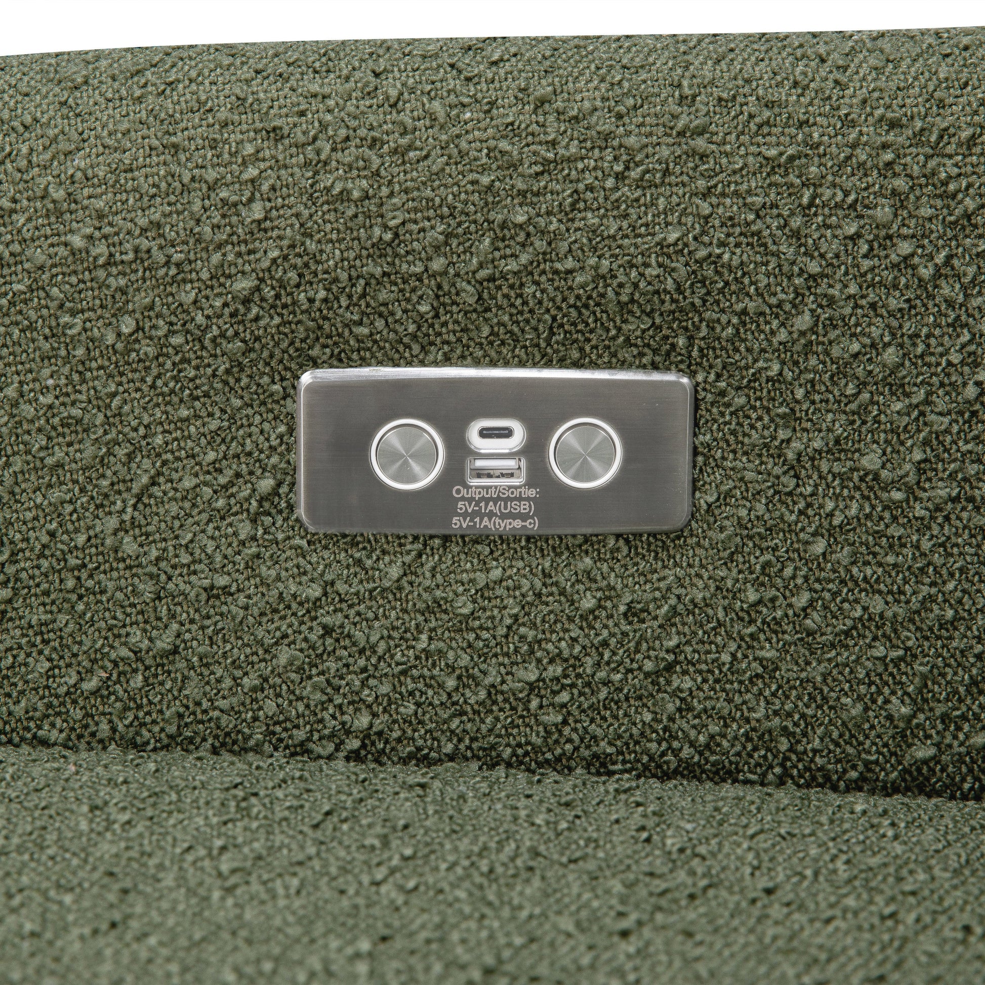M11288OBLB,Kiwi Glider Recliner w/ Electronic Control and USB in Olive Boucle w/Light Wood Base