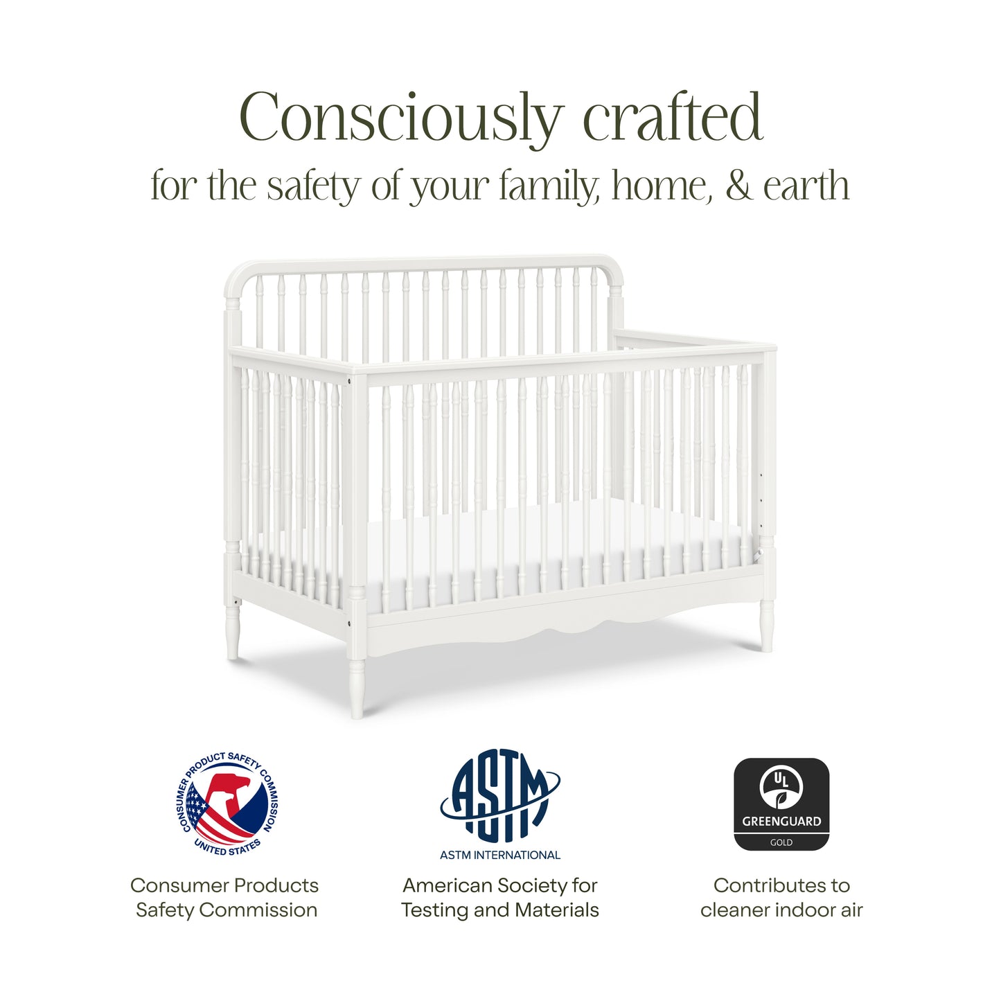 M7141RW,Liberty 4-in-1 Convertible Spindle Crib in Warm White