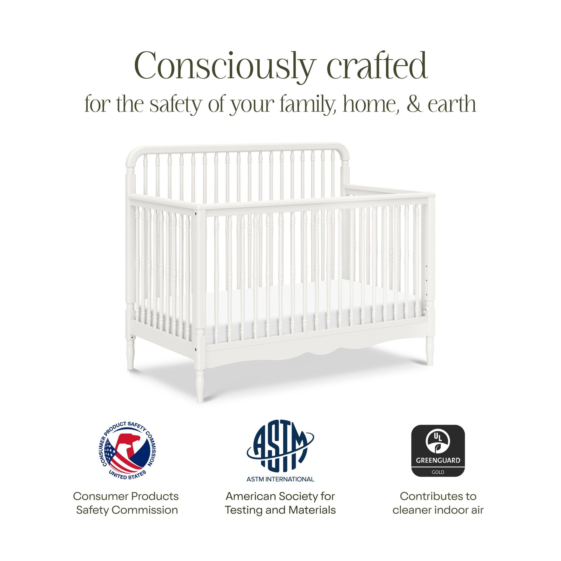 M7141RW,Liberty 4-in-1 Convertible Spindle Crib in Warm White