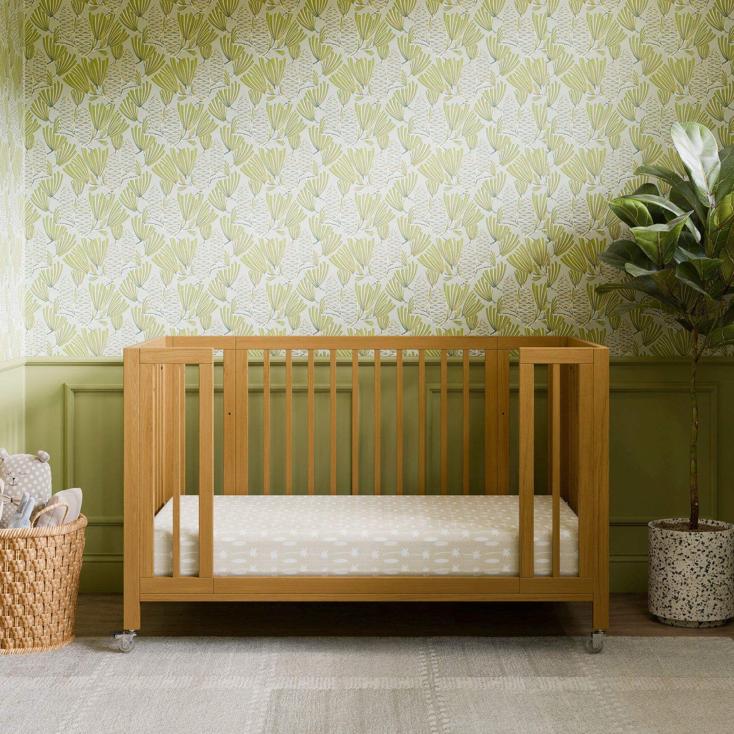 M30880HY,Rolli 9-in-1 Convertible All-Stages?? Crib w/ Bassinet & Toddler Bed Kits in Honey
