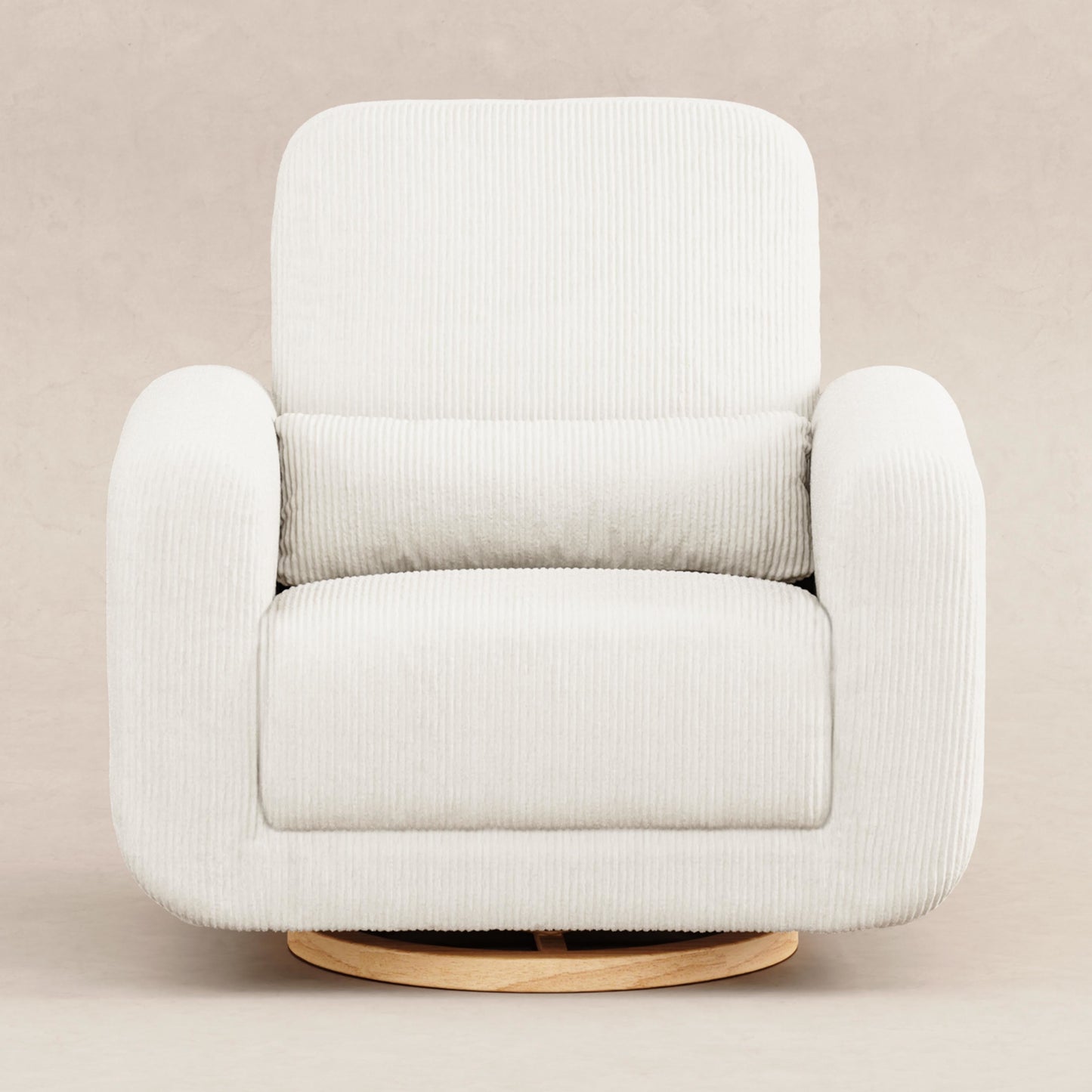 M10287YCLB,Tuba Glider in Ivory Corduroy with Light Wood Base