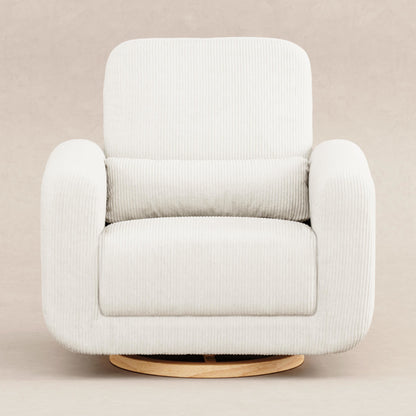 M10287YCLB,Tuba Glider in Ivory Corduroy with Light Wood Base