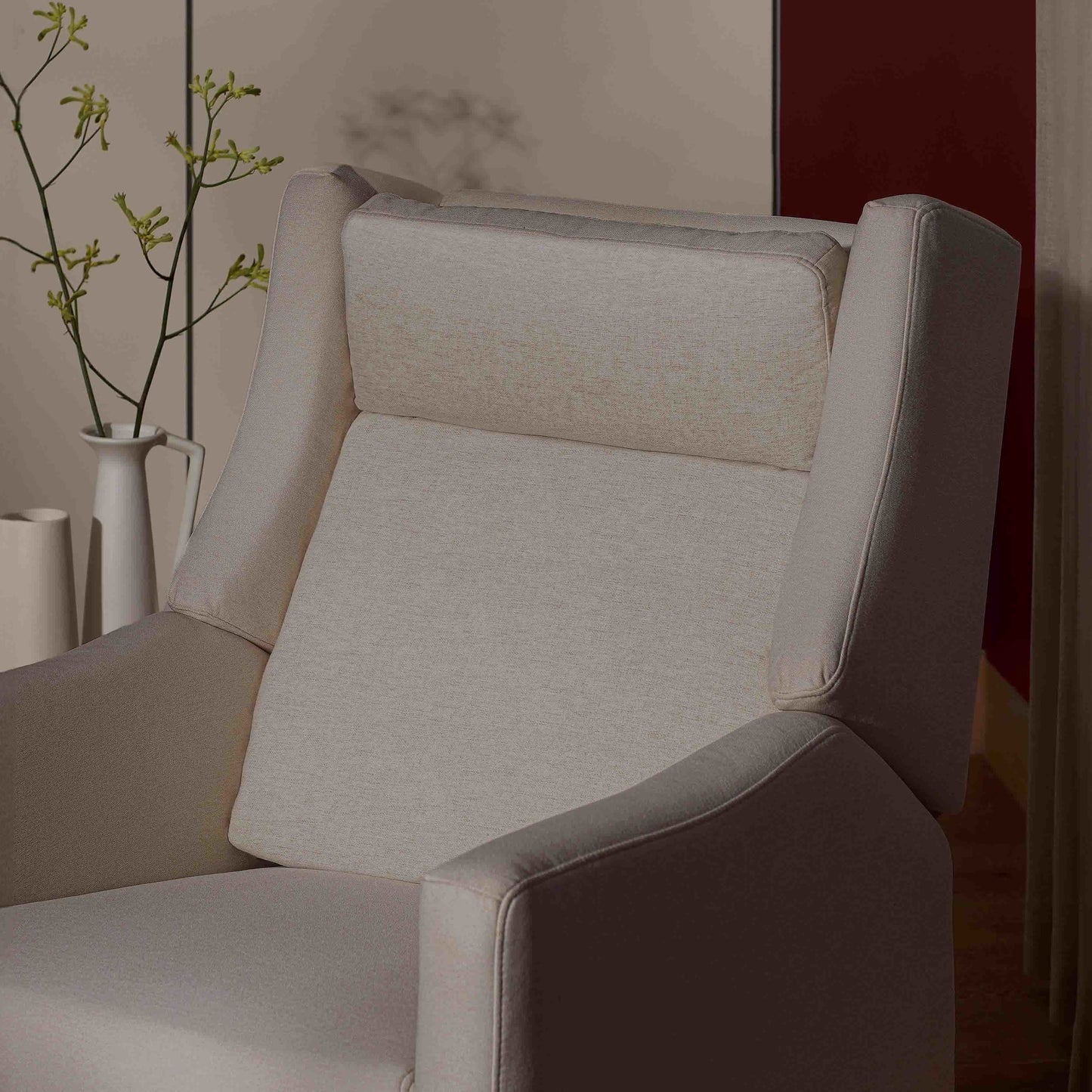 M11286PBEW,Kiwi Plus Power Glider Recliner w/ Power Headrest in Performance Beach Eco-Weave