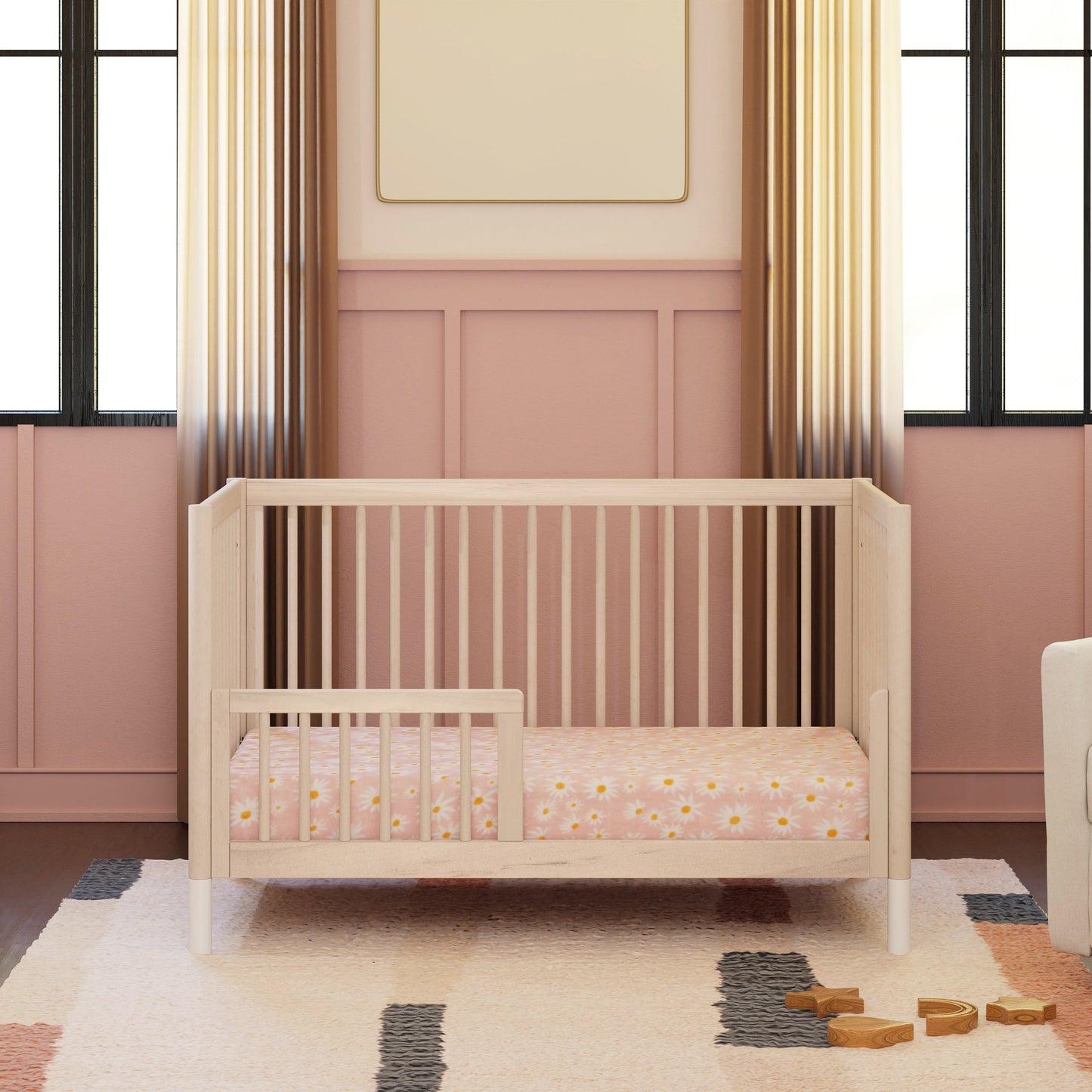 M12901NXW,Gelato 4-in-1 Convertible Crib w/Toddler Conversion Kit in Washed Natural  W Feet