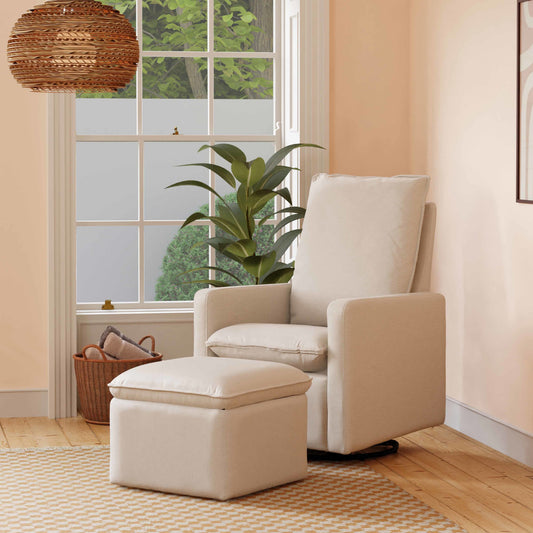 M20987PCMEW,Cali Pillowback Swivel Glider in Performance Cream Eco-Weave