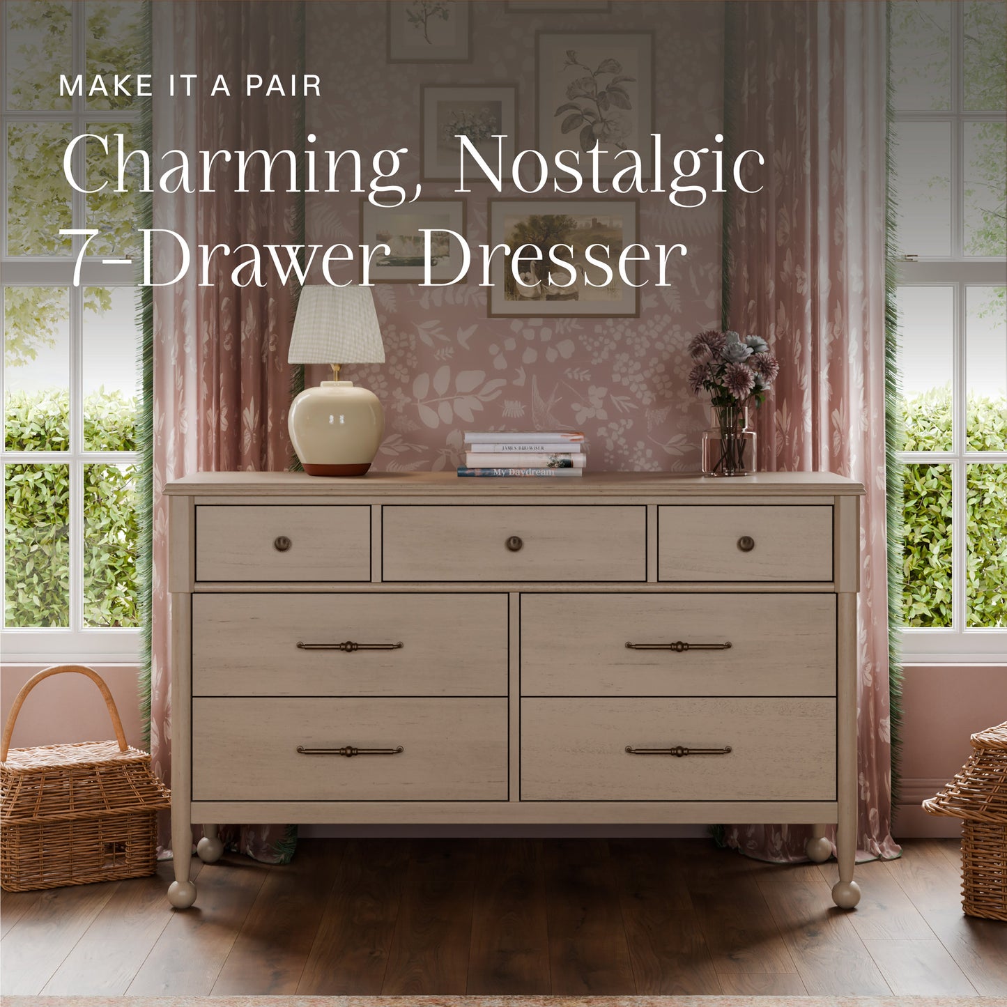 M31401WP,Alouette 3-in-1 Convertible Spindle Crib in Washed Pine