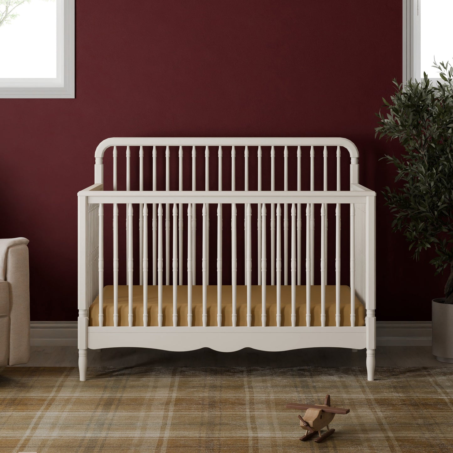 M7141RW,Liberty 4-in-1 Convertible Spindle Crib in Warm White
