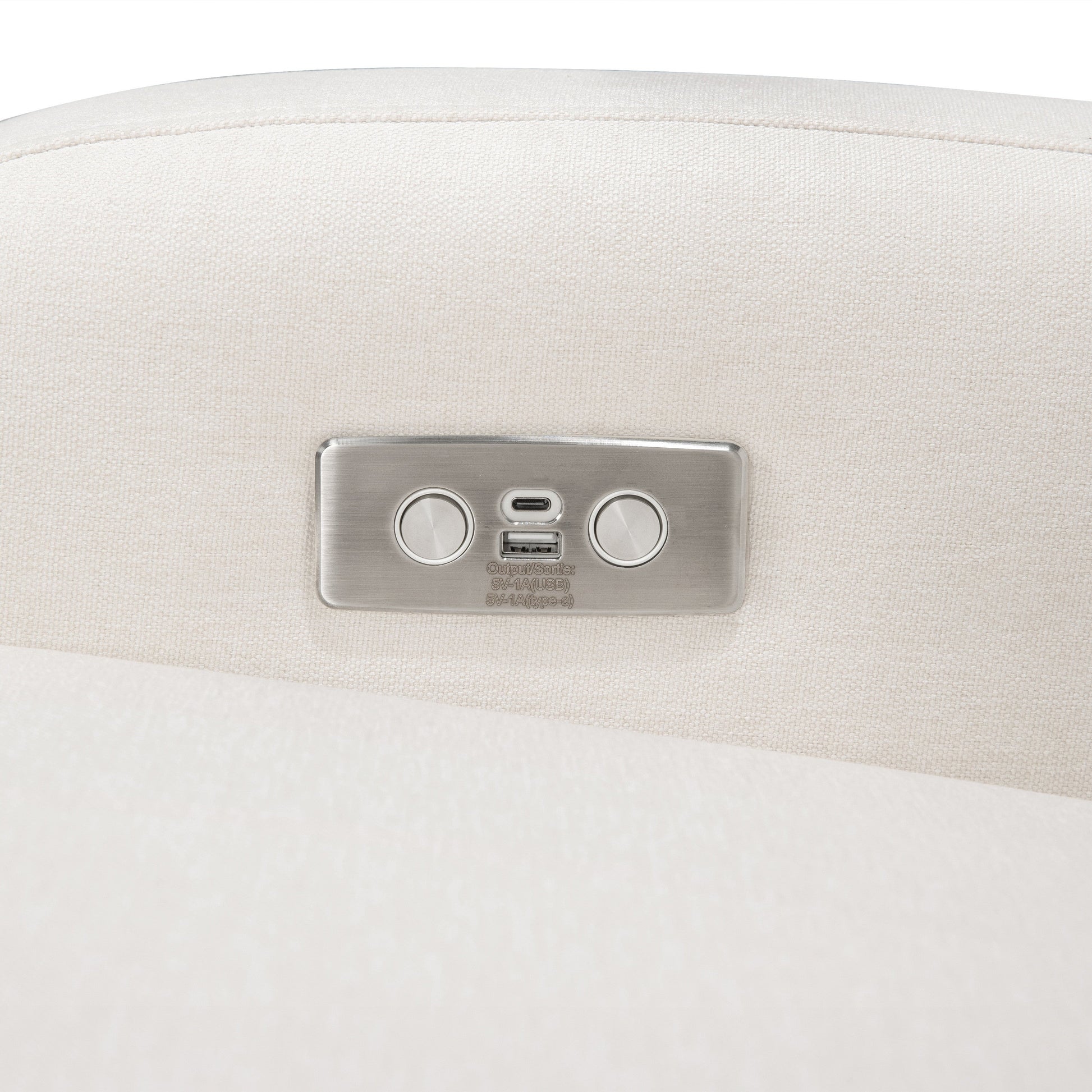 M23188PCMEWLB,Nami Glider Recliner w/ Electronic Control and USB in Performance Cream Eco-Weave w/Light wood base