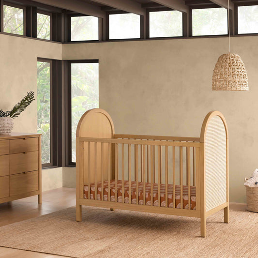 M25601HYNC,Bondi Cane 3-in-1 Convertible Crib w/Toddler Bed Kit in Honey with Natural Cane