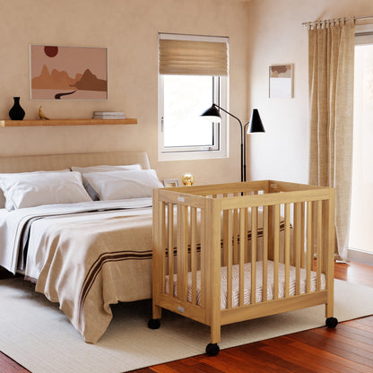 M6698HY,Origami Mini Crib in Honey