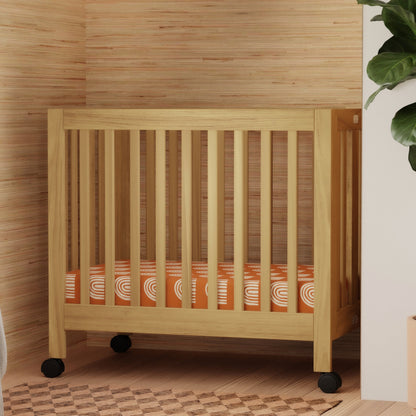 M6698HY,Origami Mini Crib in Honey