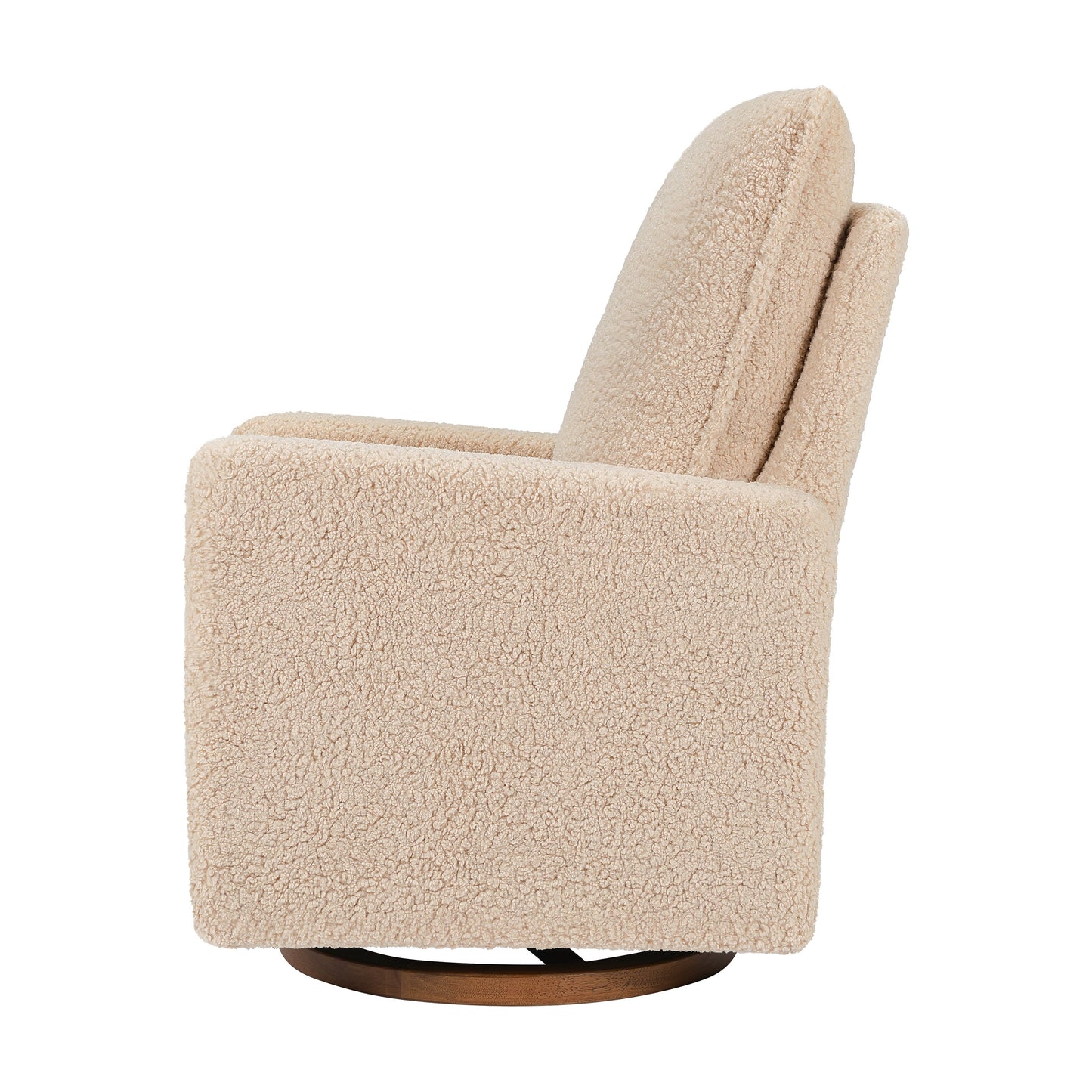 M20987CSGDB,Cali Pillowback Swivel Glider in Chai Shearling w/ Dark Wood Base