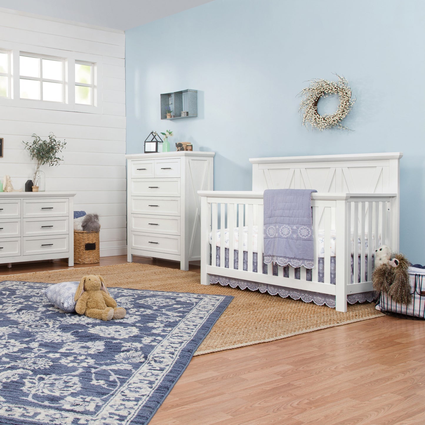 B14501LW,Emory Farmhouse 4-in-1 Convertible Crib in Linen White