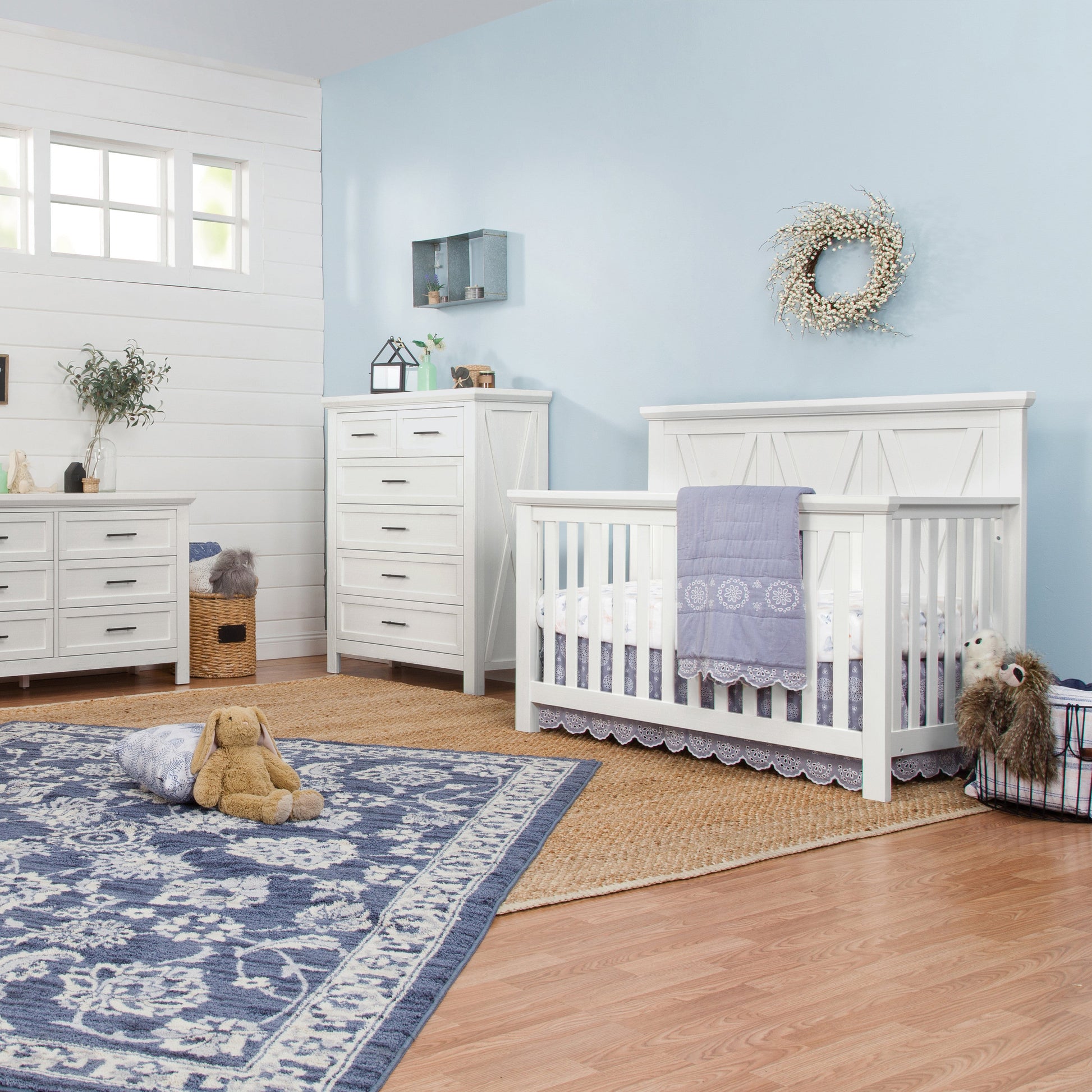 B14501LW,Emory Farmhouse 4-in-1 Convertible Crib in Linen White