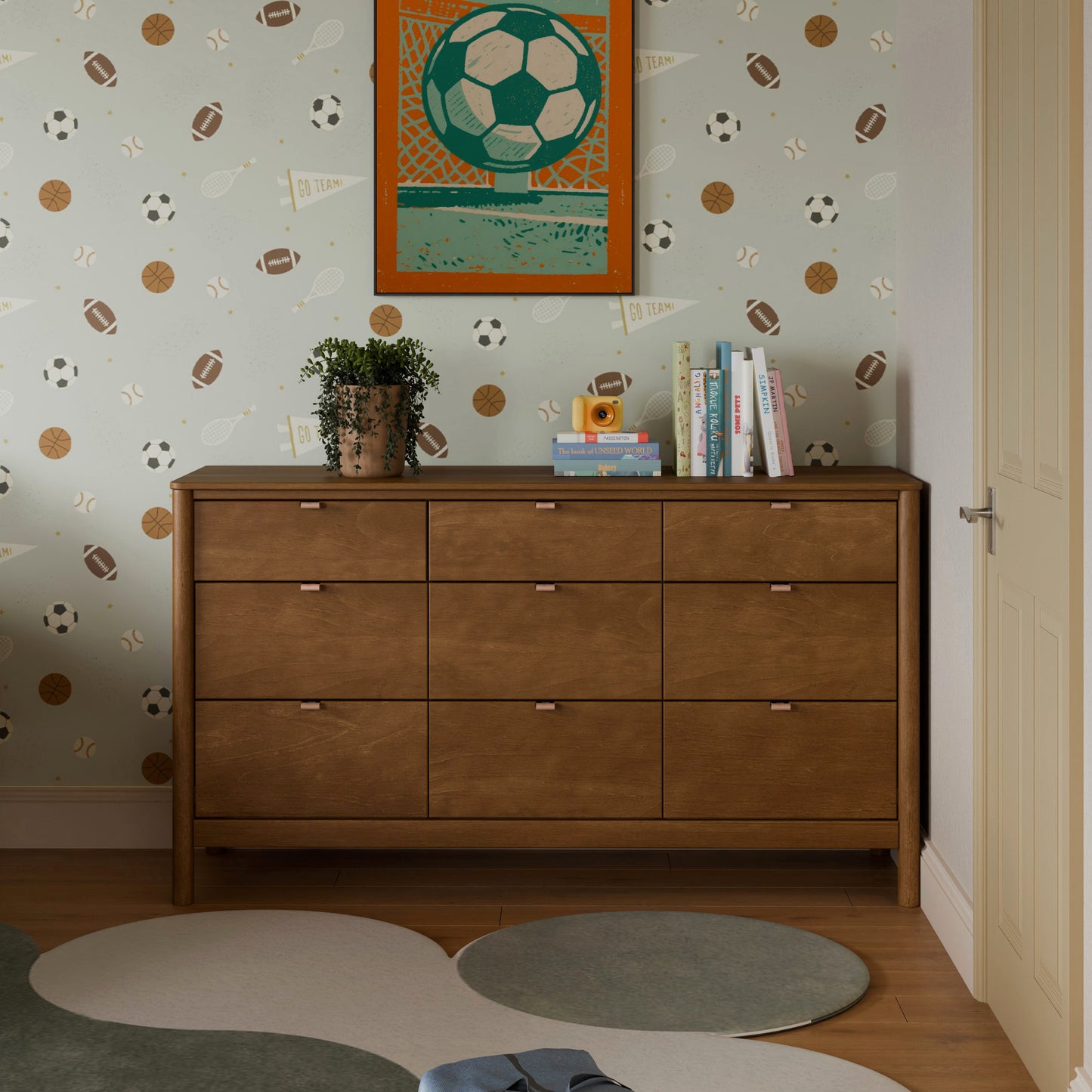 M25928NL,Bondi 9-Drawer Assembled Dresser in Natural Walnut