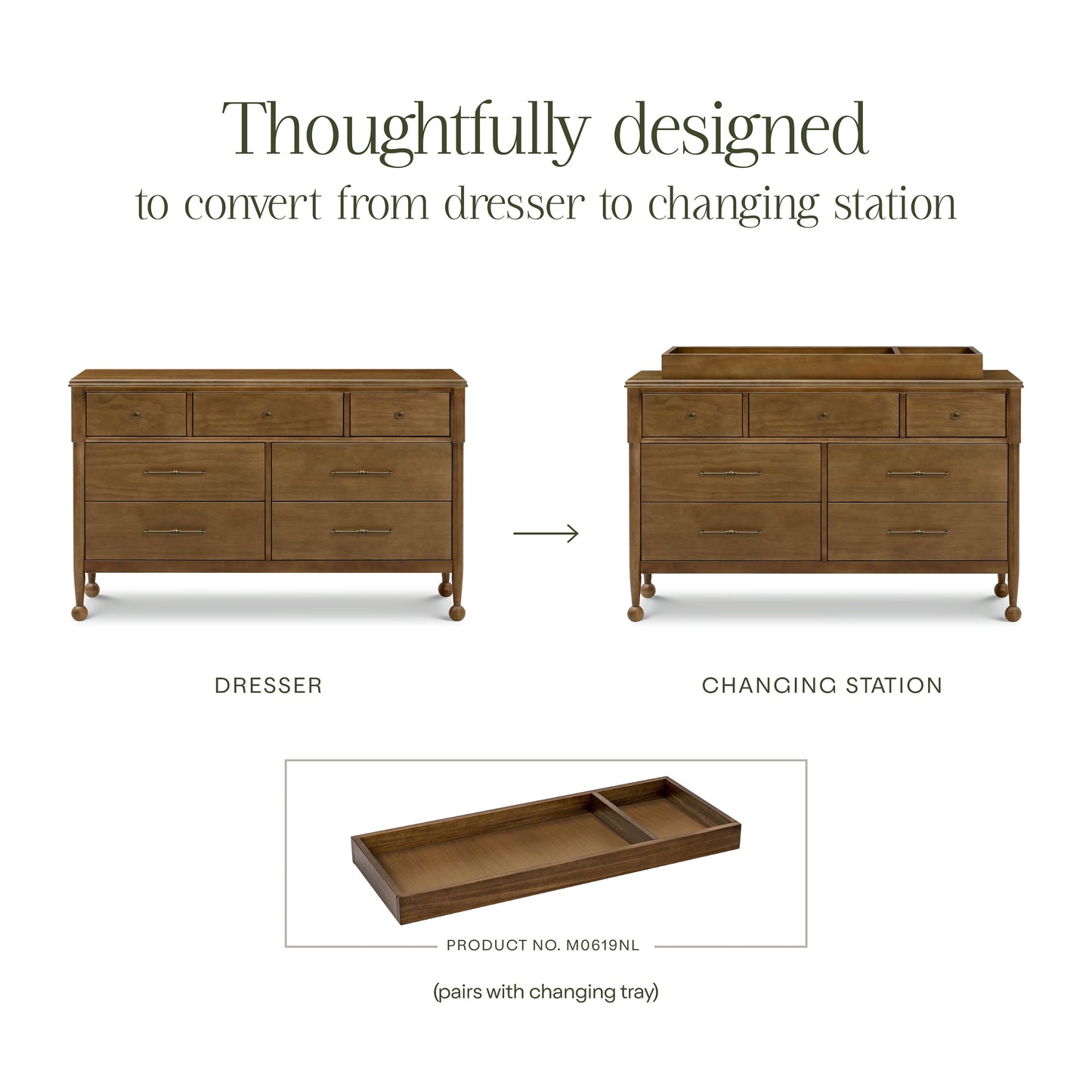 M31416NL,Alouette 7-Drawer Assembled Dresser in Natural Walnut
