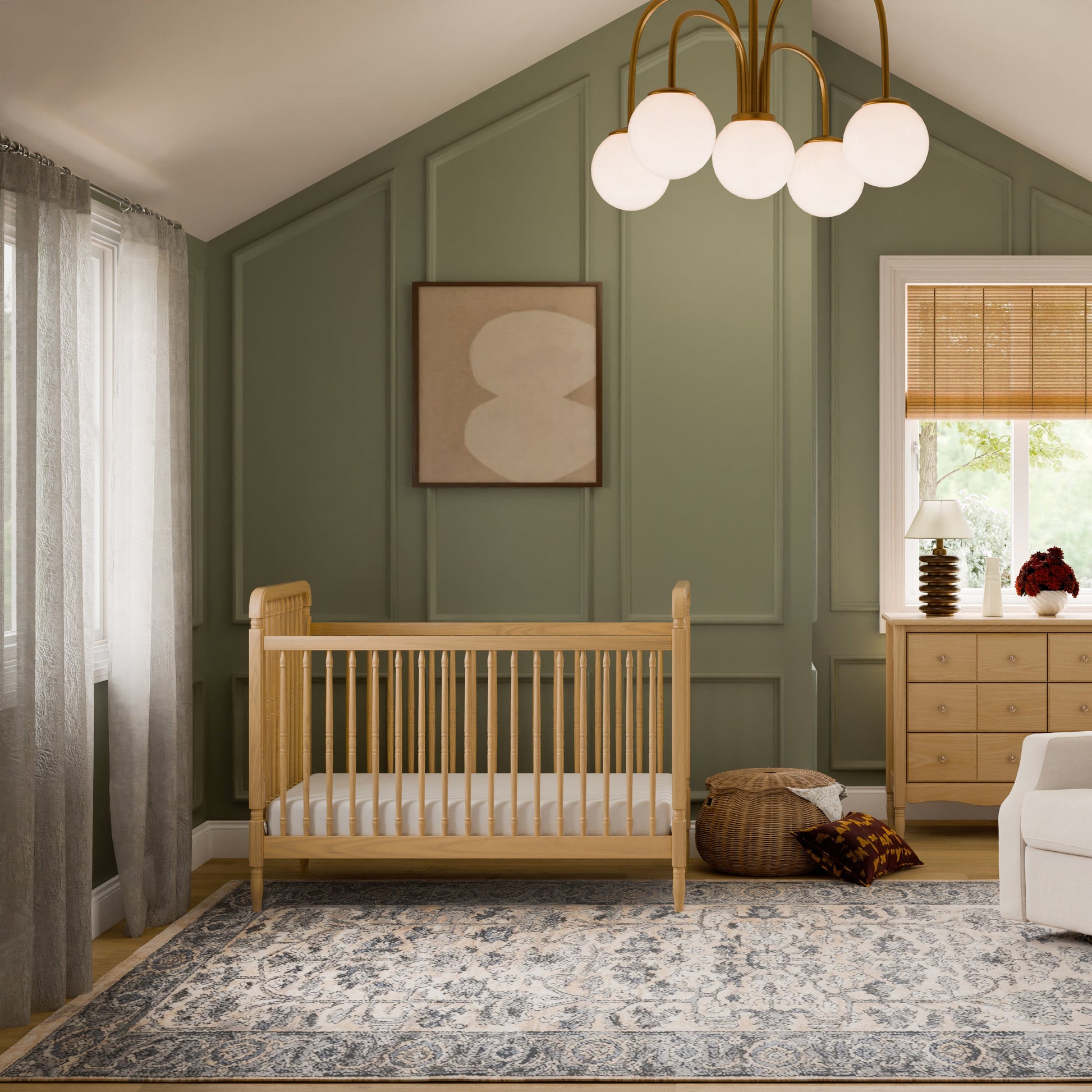 M7101HY,Liberty 3-in-1 Convertible Spindle Crib w/Toddler Bed Conversion Kit in Honey