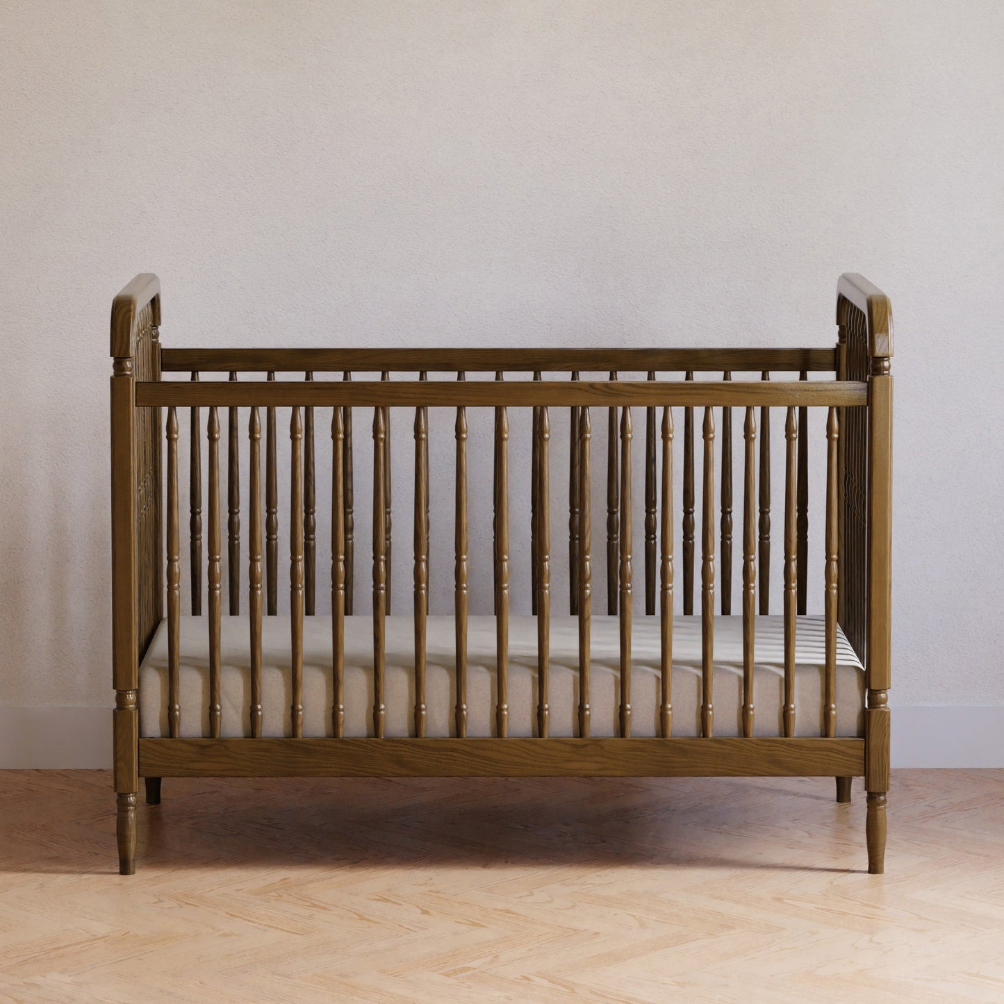 M7101NL,Liberty 3-in-1 Convertible Spindle Crib w/Toddler Bed Conversion Kit in Natural Walnut