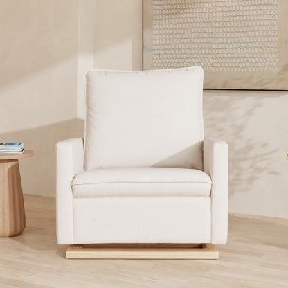 M20984PCMEWLB,Cali Pillowback Chair and a Half Glider in Performance Cream Eco-Weave w/ Light Wood Base