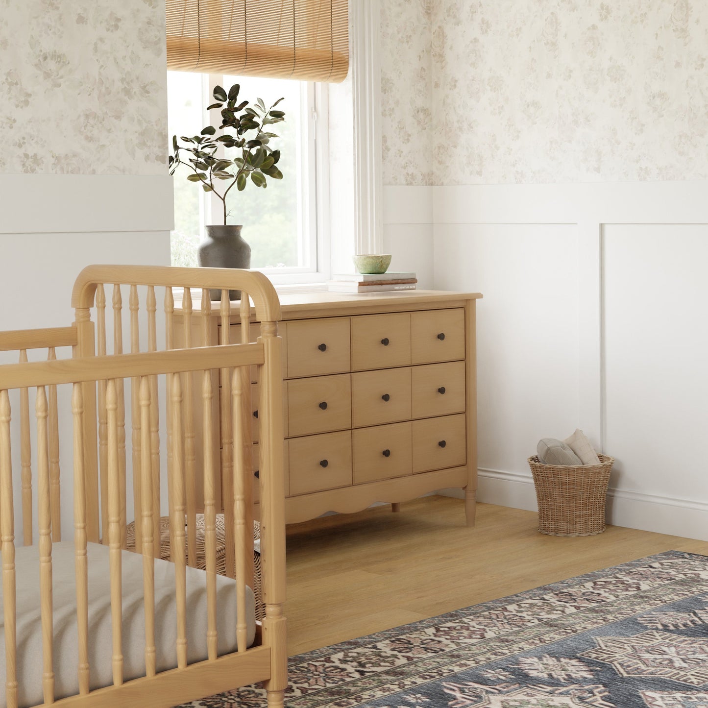 M7101HY,Liberty 3-in-1 Convertible Spindle Crib w/Toddler Bed Conversion Kit in Honey