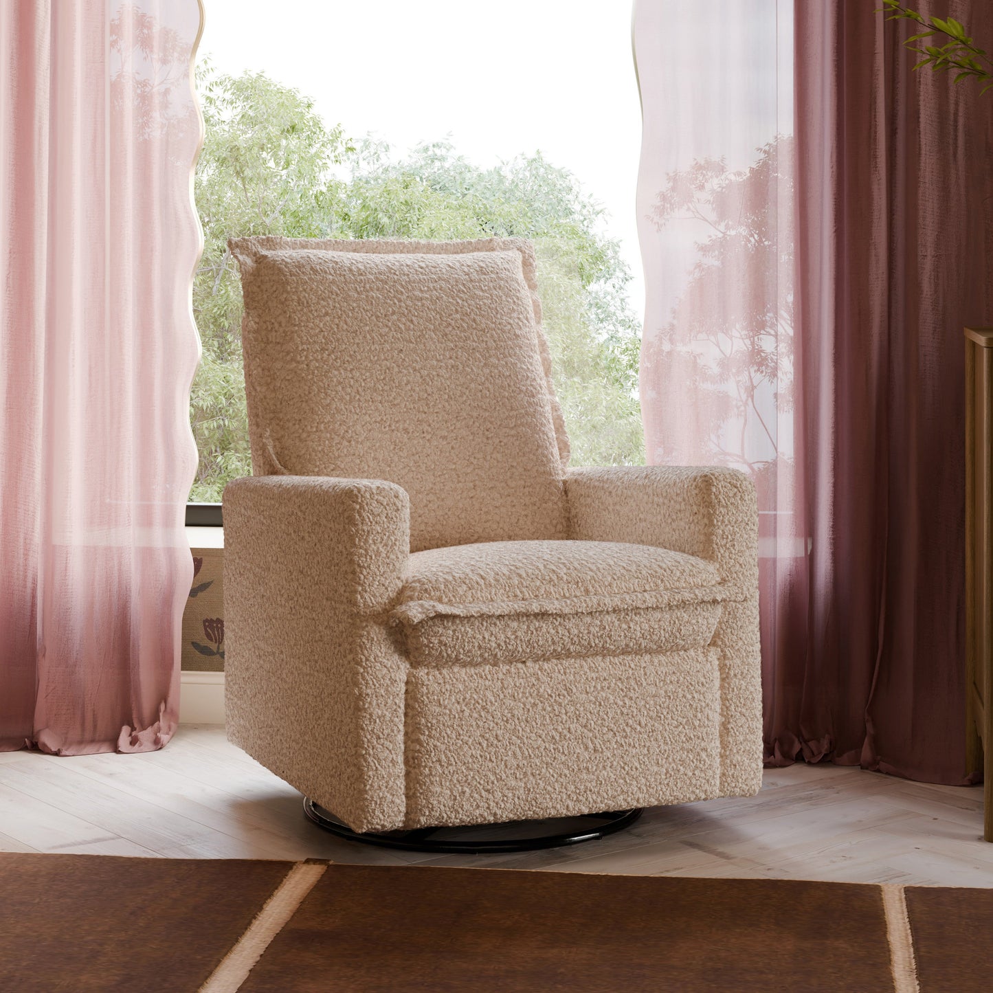M20977CSG,Cali Flange Gliding Swivel Recliner in Chai Shearling