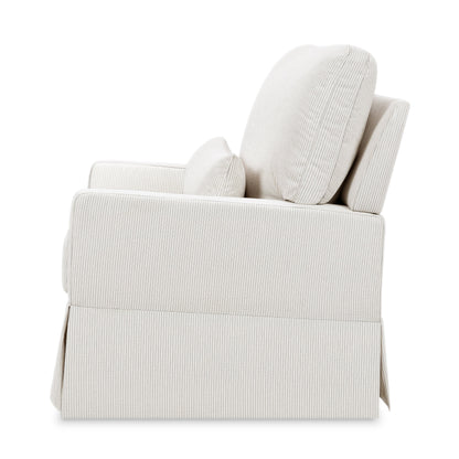 M21797FCS,Crawford Chair and a Half Pillowback Swivel Glider in Fog Chatham Stripe Performance Eco-Weave