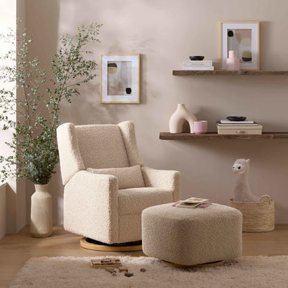 M26385ATLB,Kiwi Gliding Ottoman in Almond Teddy Loop w/ Light Wood Base