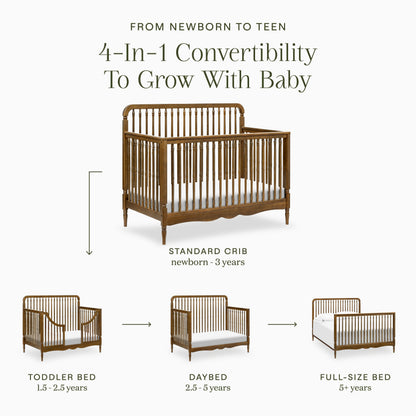 M7141NL,Liberty 4-in-1 Convertible Spindle Crib in Natural Walnut