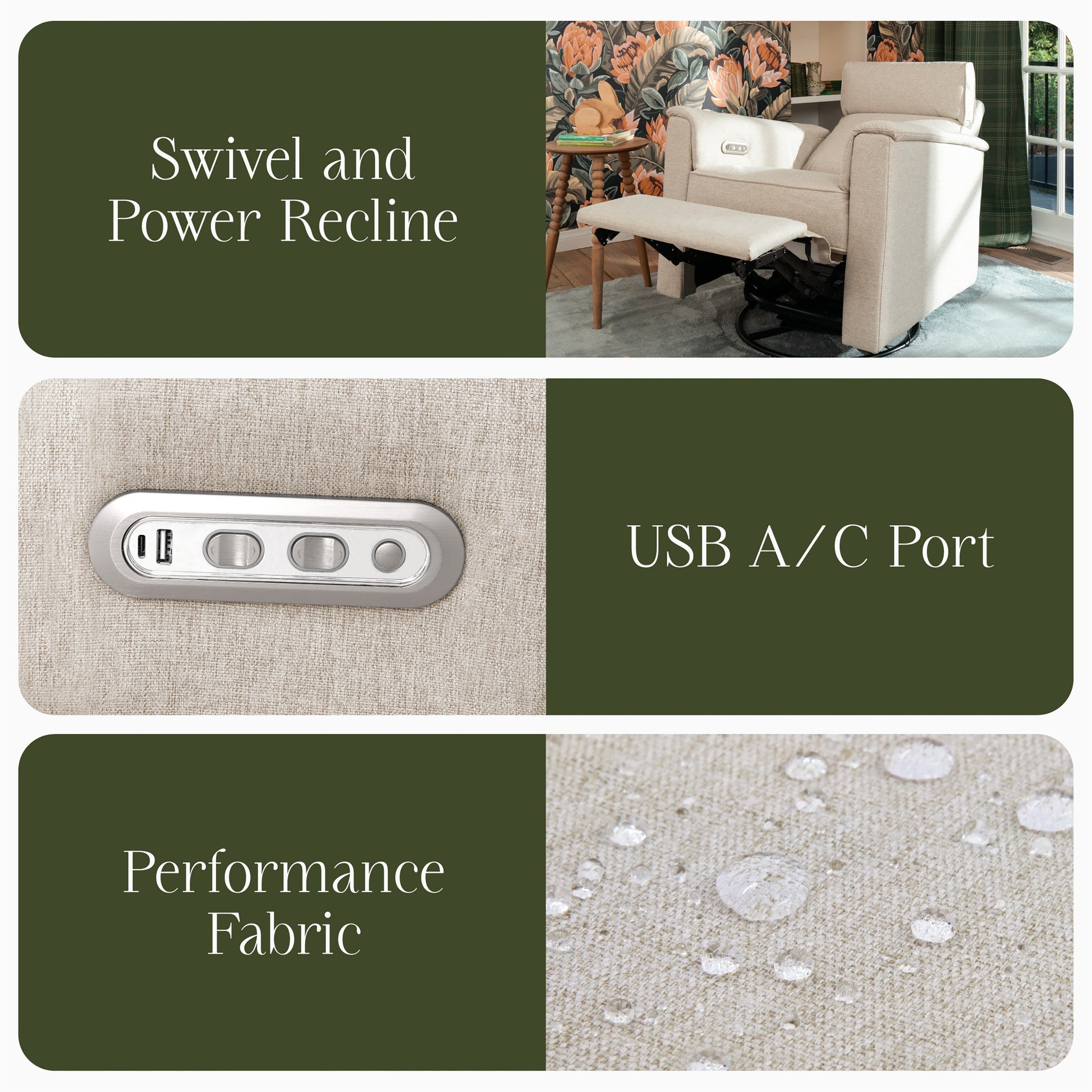 M17186PBEW,Willa Plus Power Glider Recliner w/ Power Headrest in Performance Beach Eco-Weave