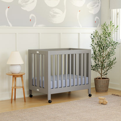 M6698G,Origami Mini Crib in Grey Finish
