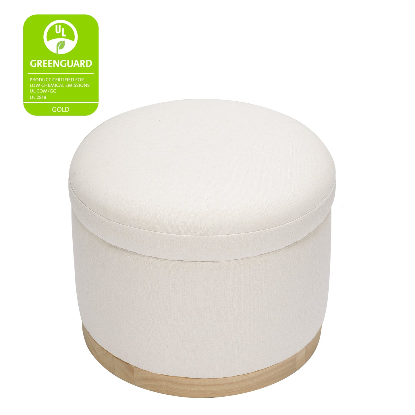 M22885PCMEWLB,Naka Storage Ottoman in Performance Cream Eco-Weave w/ Light wood base
